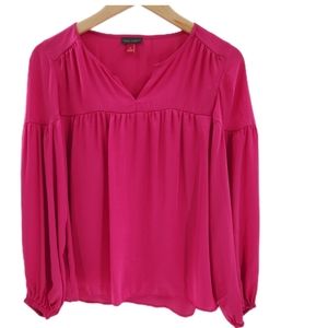 Vince Camuto Hot Pink Satin Effect Long Sleeve Top Womens Size Medium